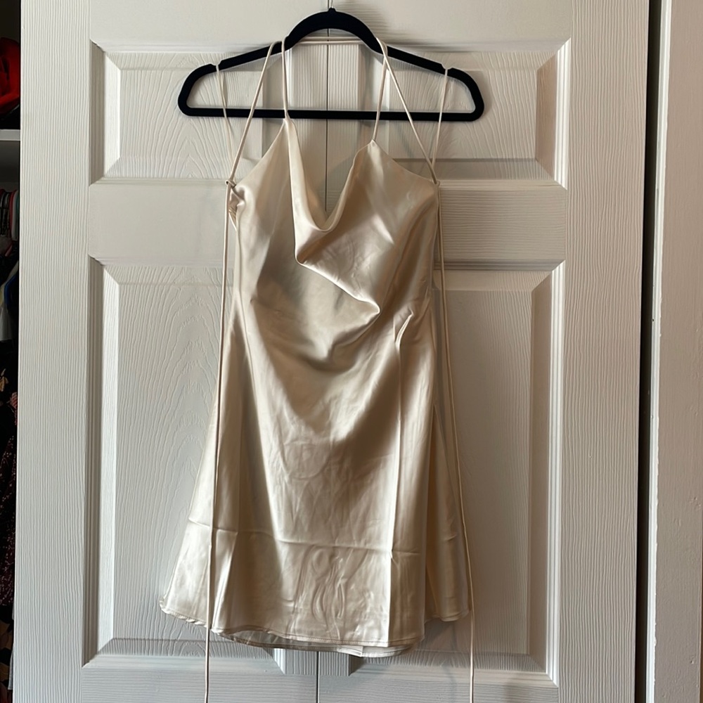 Cream satin mini dress